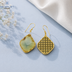 Natural Polki Slice Dangle Earrings Slice Drop Earrings Everyday Ethnic Jewelry