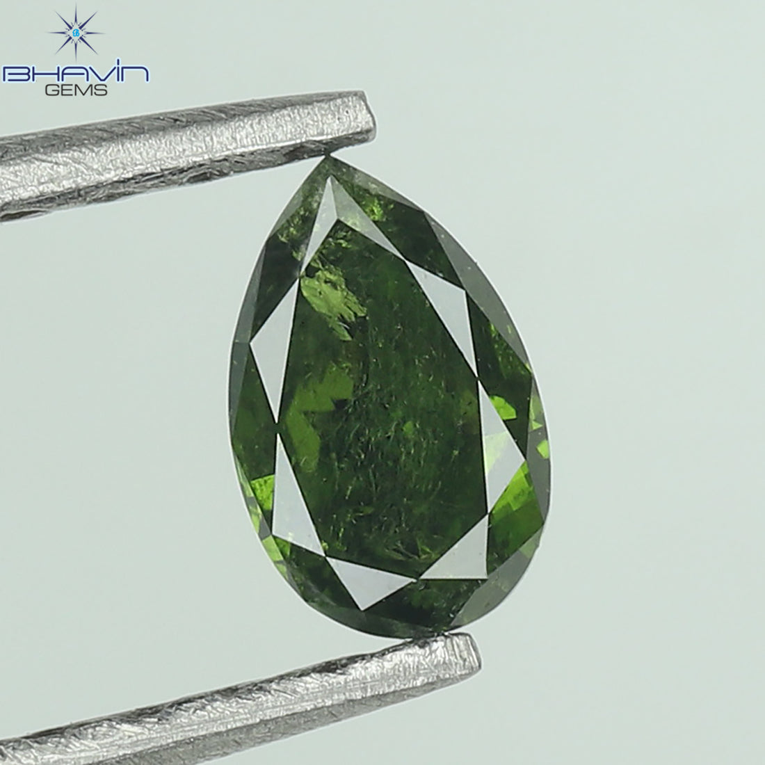 0.18 CT、ペアー ダイヤモンド、グリーン カラー、クラリティ I1