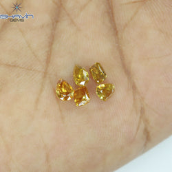 1.21 CT/5 Pcs Natural Mix Diamond Yellow-Orange Color Clarity I1 (5.20 MM)