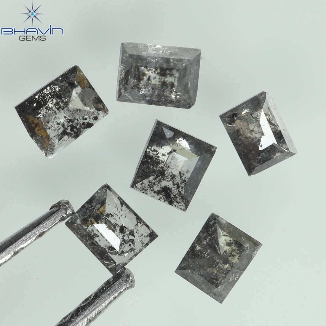 0.31 CT/6 Pcs Natural Square Baguette Diamond Salt and Pepper Color Clarity I3 (2.53 MM)