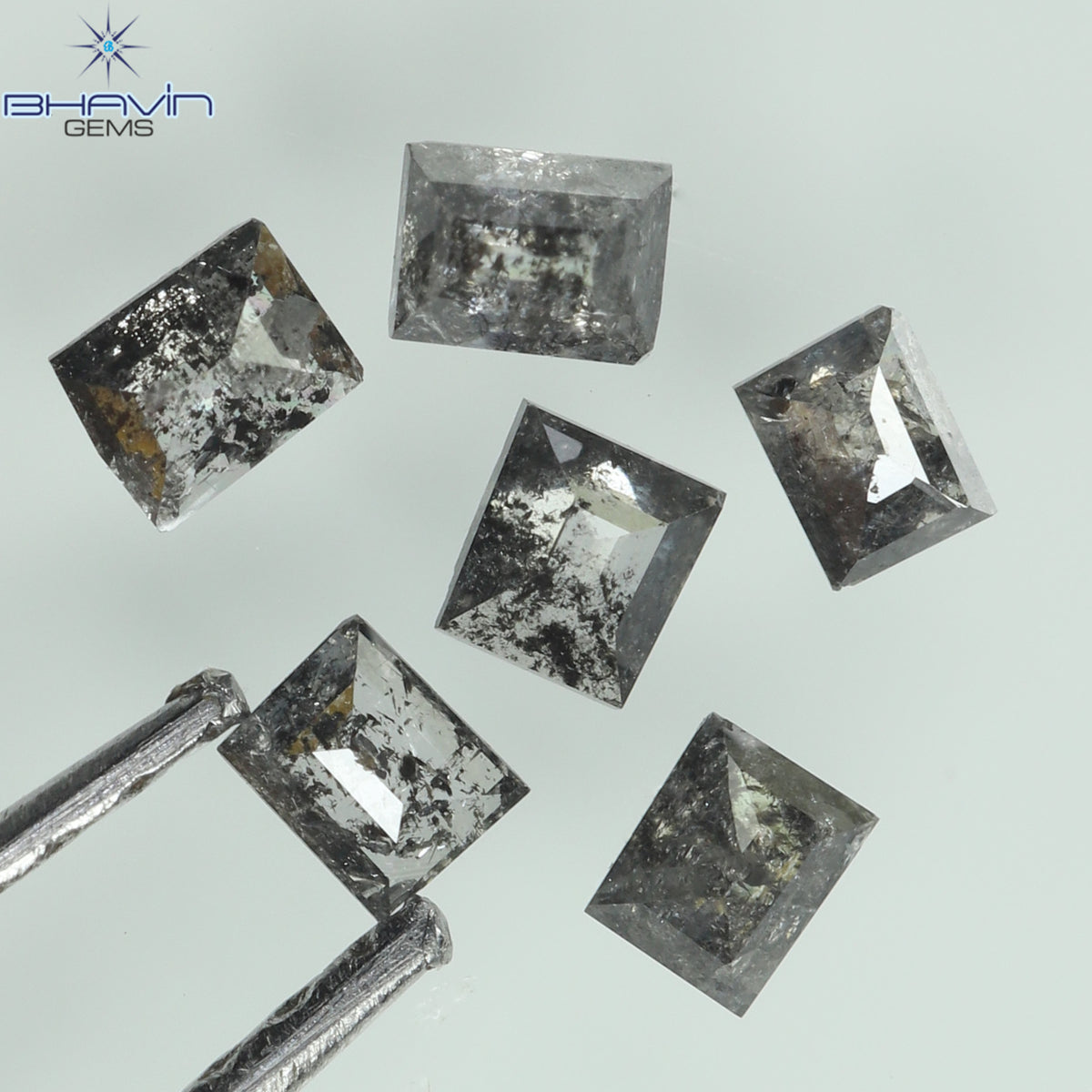 0.31 CT/6 Pcs Natural Square Baguette Diamond Salt and Pepper Color Clarity I3 (2.53 MM)