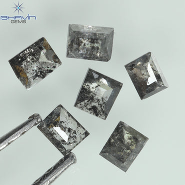 0.31 CT/6 Pcs Square Baguette Shape Natural Diamond Salt And Pepper Color I3 Clarity (2.53 MM)