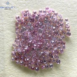 0.77 CT(211 Pcs) Round Natural Diamond Pink Color VS-SI Clarity