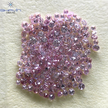 0.77 CT(211 Pcs) Round Natural Diamond Pink Color VS-SI Clarity