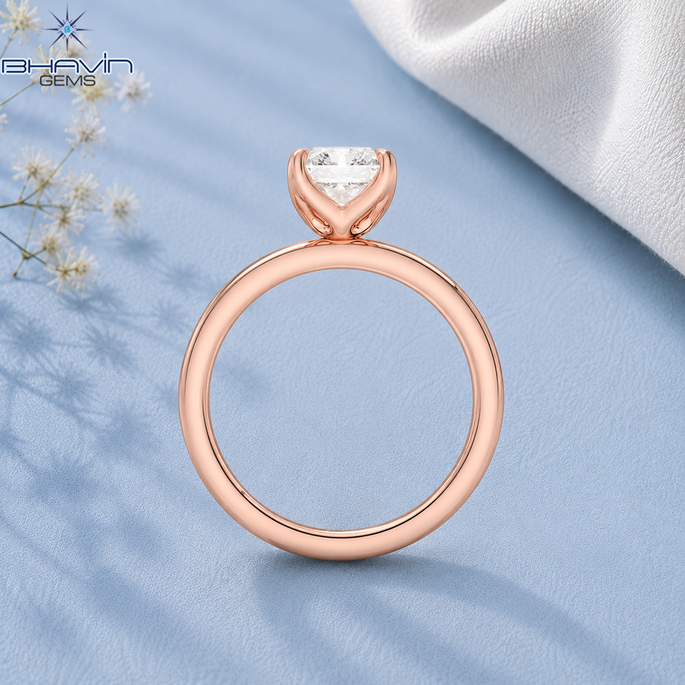 Radiant Cut Solitaire Engagement Ring with Tulip Petal Basket in Rose Gold