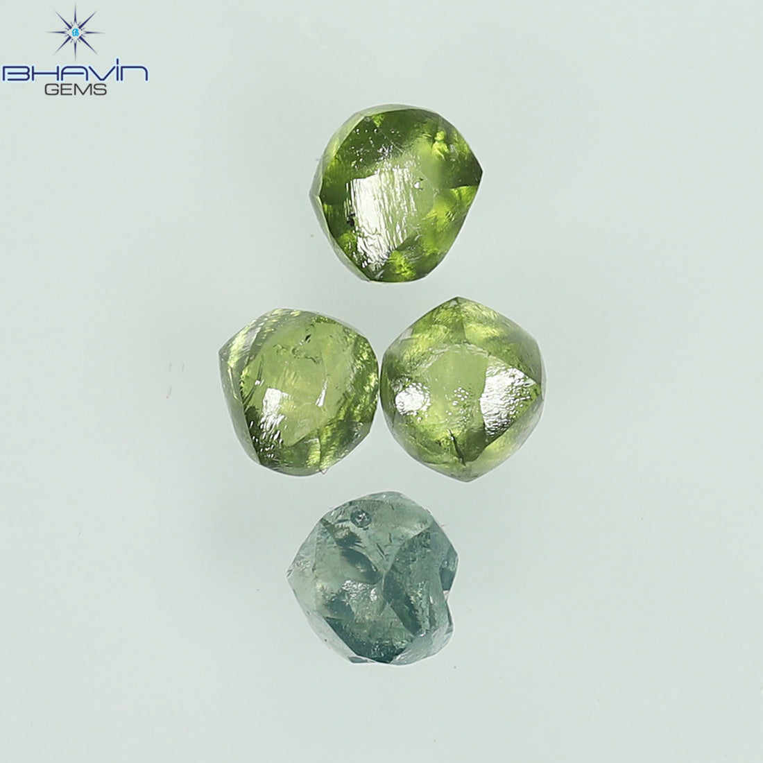 0.82 CT/4 Pcs Natural Rough Diamond Enhanced Green-Blue Color Clarity VS-SI (3.30 MM)