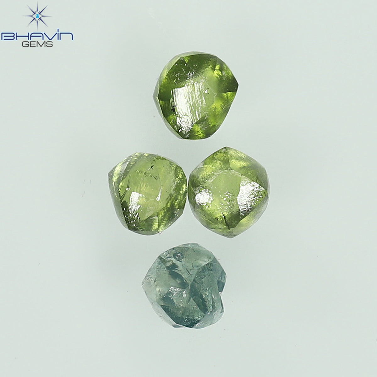 0.82 CT/4 Pcs Natural Rough Diamond Enhanced Green-Blue Color Clarity VS-SI (3.30 MM)