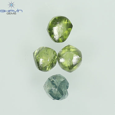 0.82 CT/4 Pcs Rough Shape Natural Diamond Green Blue Color VS-SI Clarity (3.30 MM)