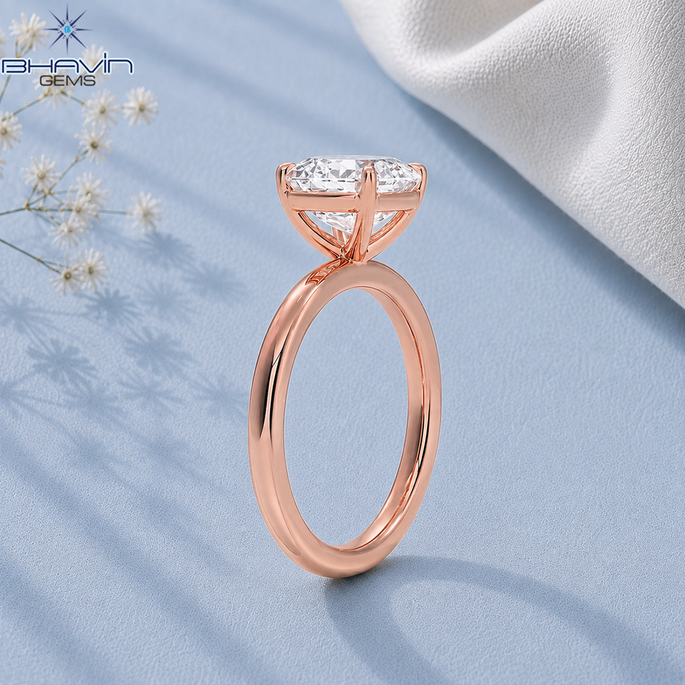 Asscher Cut Solitaire Engagement Ring with Classic 4-Prong Basket in Rose Gold