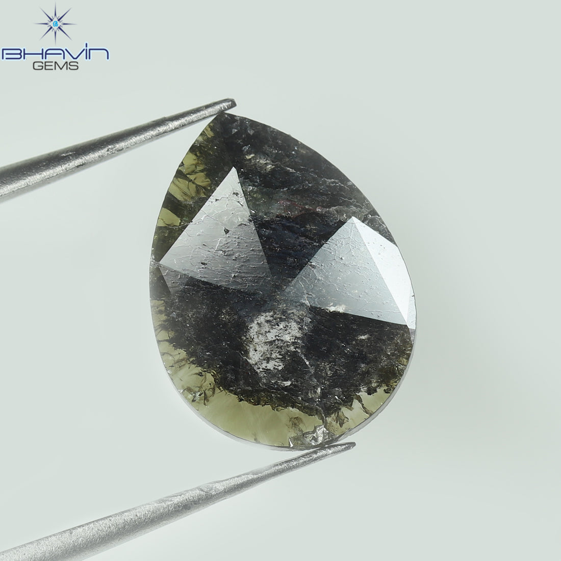 1.41 CT Natural Pear Slice Diamond Brown-Green Color Clarity I3 (11.95 MM)
