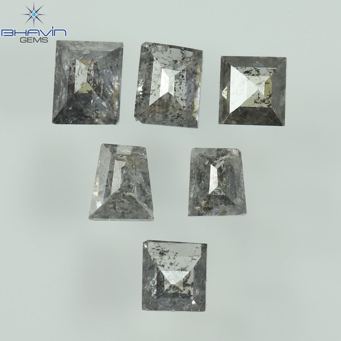 0.33 CT/6 Pcs Natural Square Baguette Diamond Salt and Pepper Color Clarity I3 (2.62 MM)