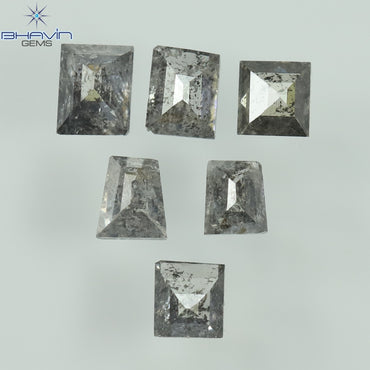0.33 CT/6 Pcs Square Baguette Shape Natural Diamond Salt And Pepper Color I3 Clarity (2.62 MM)
