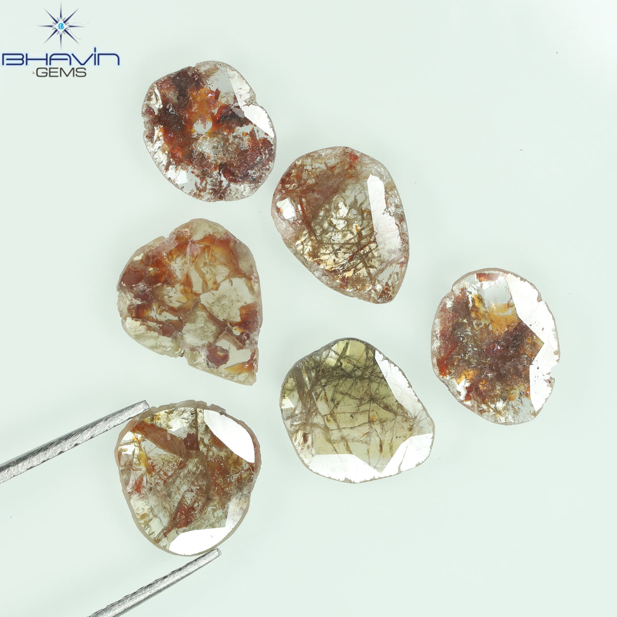 3.57 CT/5 ピース スライス シェイプ ナチュラル ルース ダイヤモンド ブラウン カラー I3 クラリティ (11.59 MM)