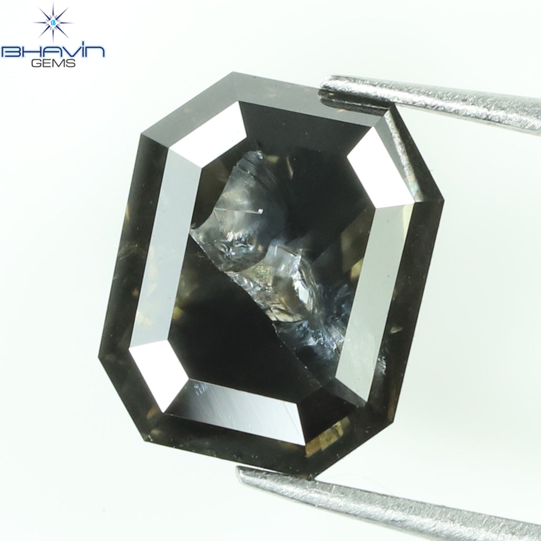 4.72 CT、ヘキサゴン ダイヤモンド、ソルト アンド ペッパー カラー、クラリティ I3