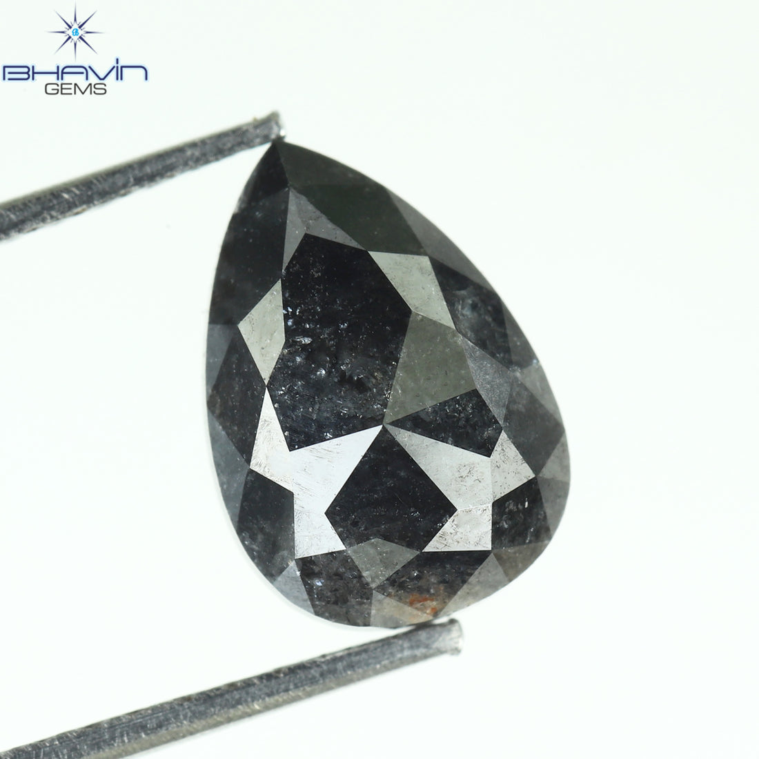 0.42 CT ペアシェイプ ナチュラル ルース ダイヤモンド ソルト アンド ペッパー カラー I3 クラリティ (5.62 MM)