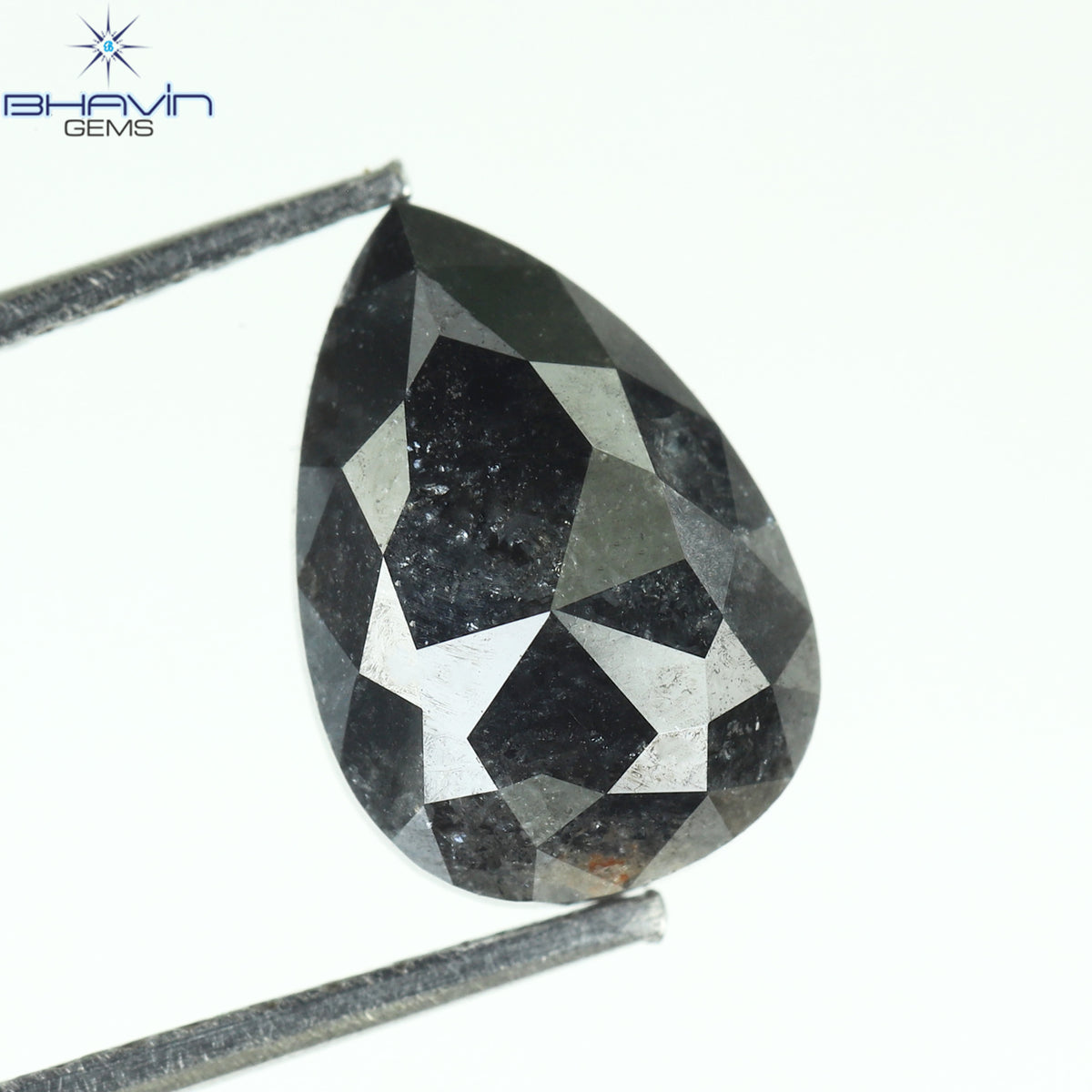 0.42 CT ペアシェイプ ナチュラル ルース ダイヤモンド ソルト アンド ペッパー カラー I3 クラリティ (5.62 MM)
