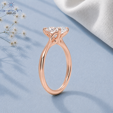 Oval Cut Solitaire Engagement Ring with Sculpted Petal Basket in Rose Gold