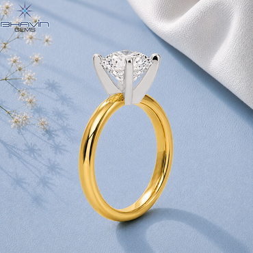 Lab Grown Radiant Diamond Two-Tone Solitaire Engagement Ring