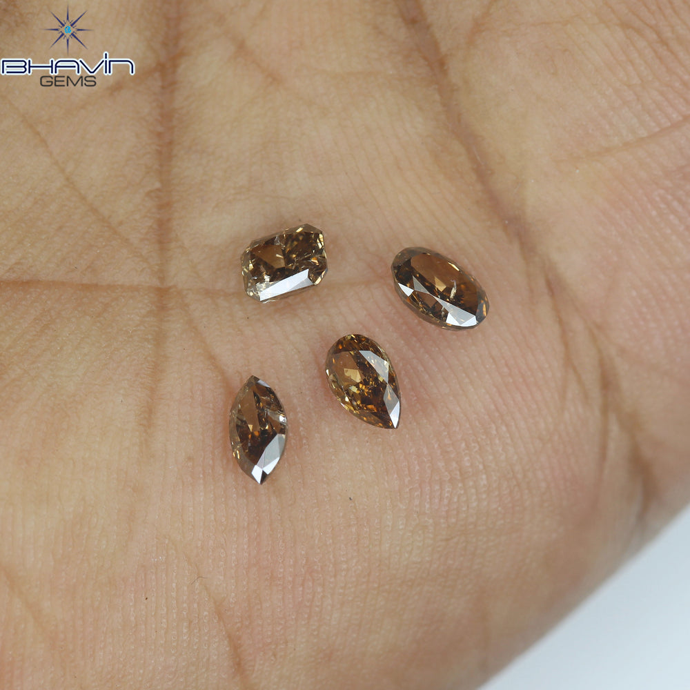 0.97 CT/4 Pcs Natural Mix Diamond Brown Color Clarity SI (4.78 MM)