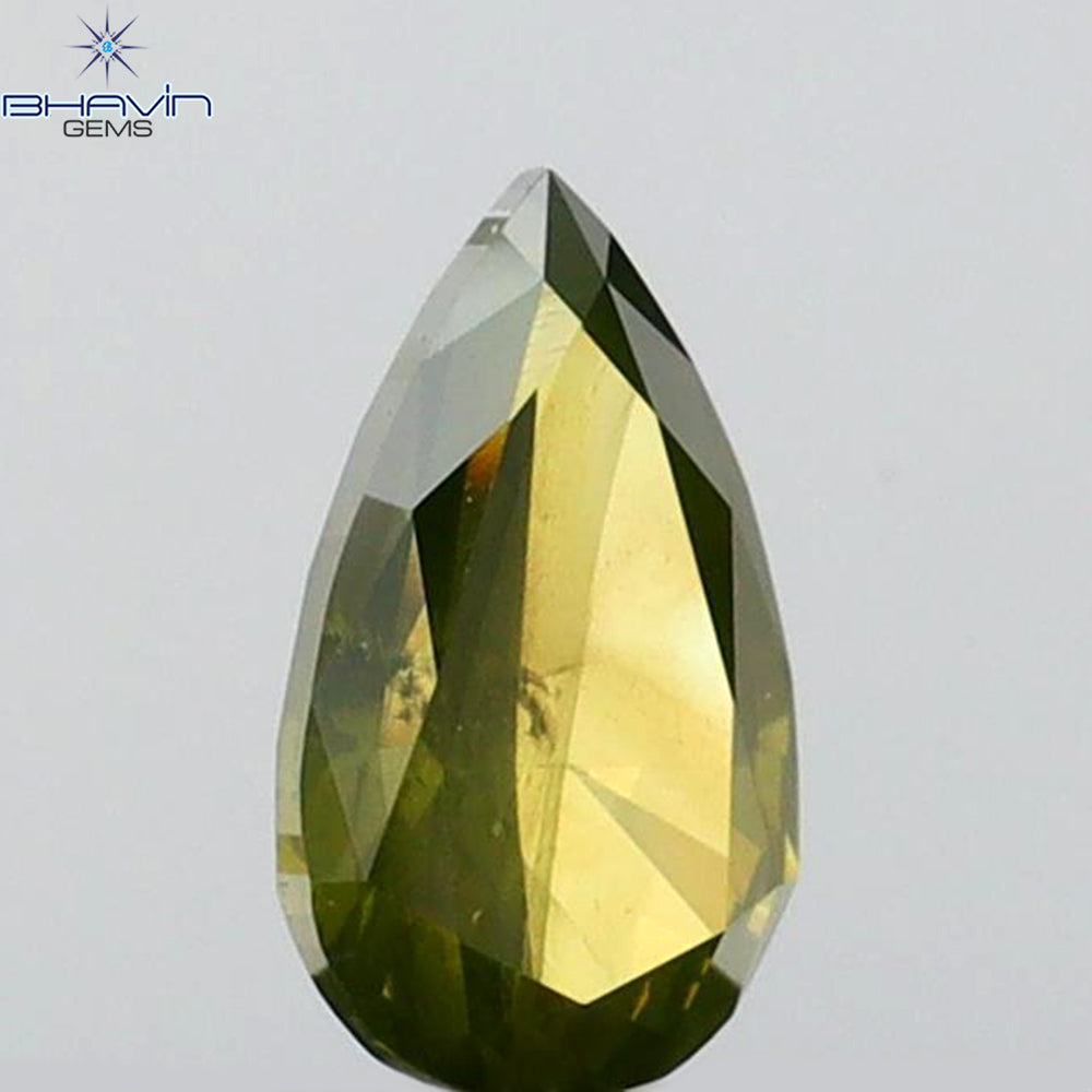 0.23 CT ペアシェイプ ナチュラル ダイヤモンド グリーン カラー I2 クラリティ (6.27 MM)