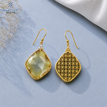 Natural Polki Slice Dangle Earrings Slice Drop Earrings Everyday Ethnic Jewelry