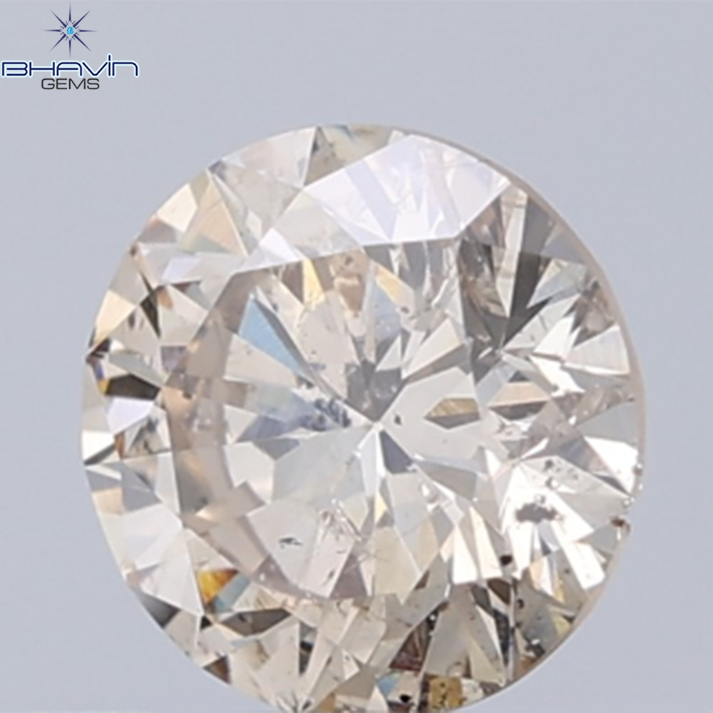0.18 CT ラウンド ローズ カット シェイプ 天然ダイヤモンド ピンク色 I2 クラリティ (3.86 MM)