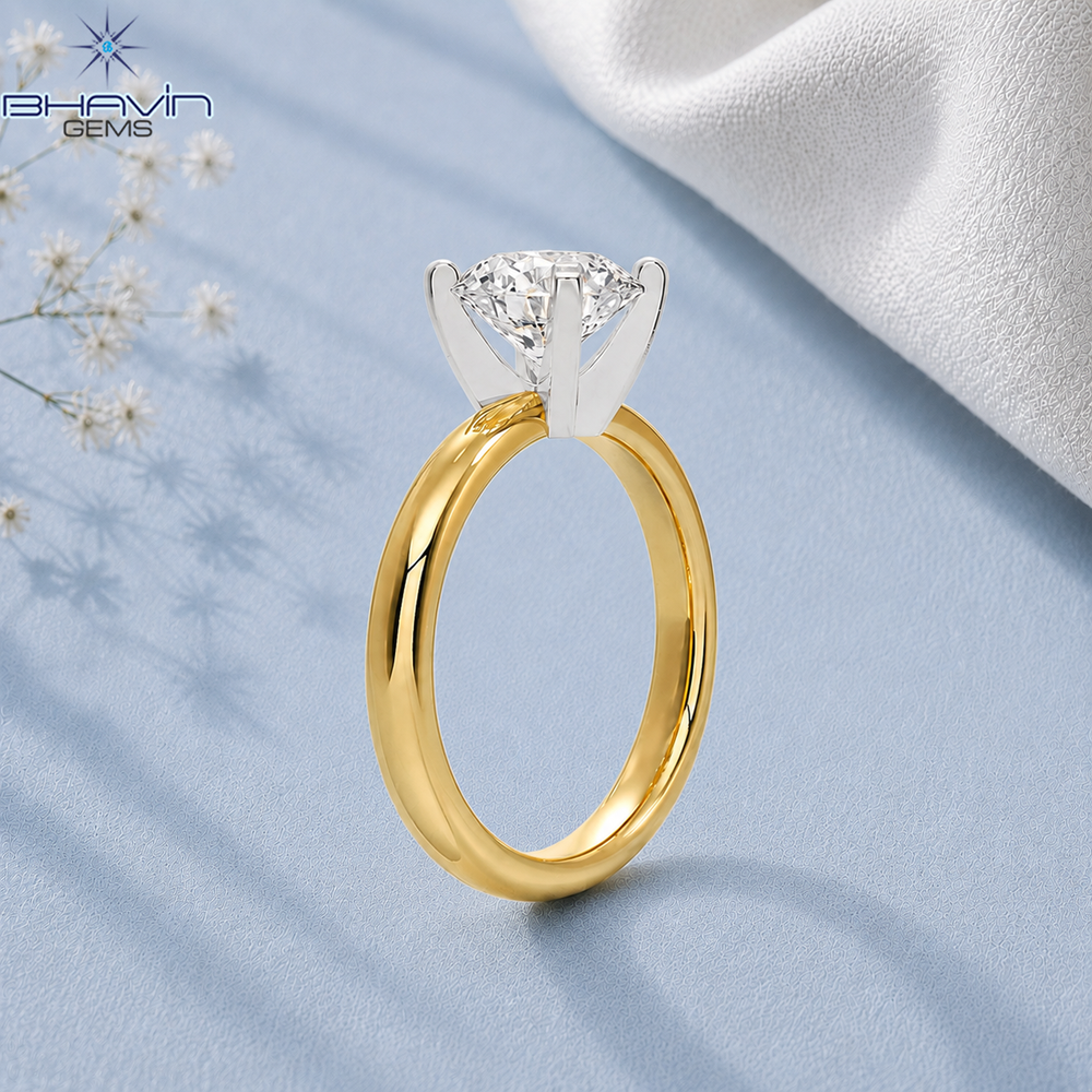 Classic Lab Grown Round Brilliant Diamond Solitaire Engagement Ring