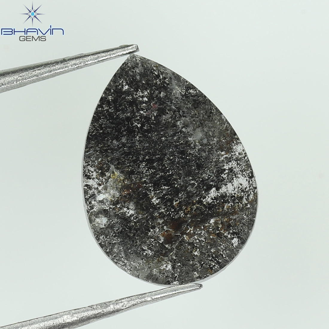 3.36 CT ペア スライス シェイプ ナチュラル ダイヤモンド ソルト アンド ペッパー カラー I3 クラリティ (15.82 MM)