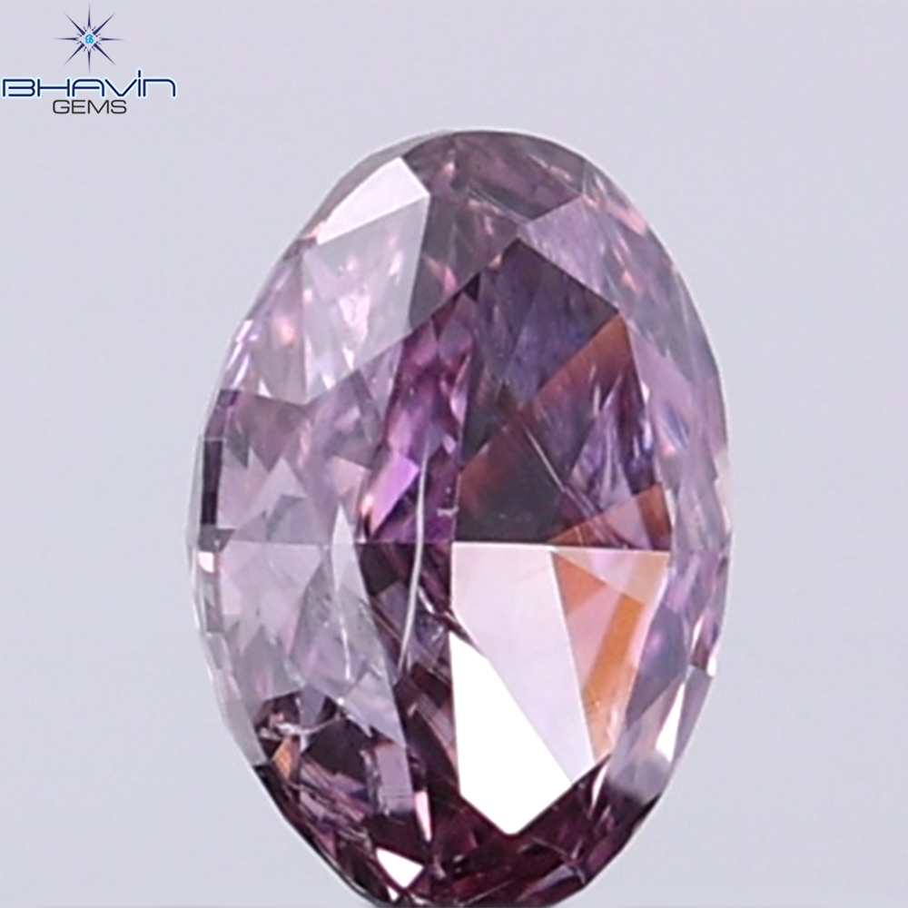 GIA認定 0.25 CT オーバルシェイプ 天然ダイヤモンド ブラウン系パープルピンクカラー I2 クラリティ (4.67 MM)