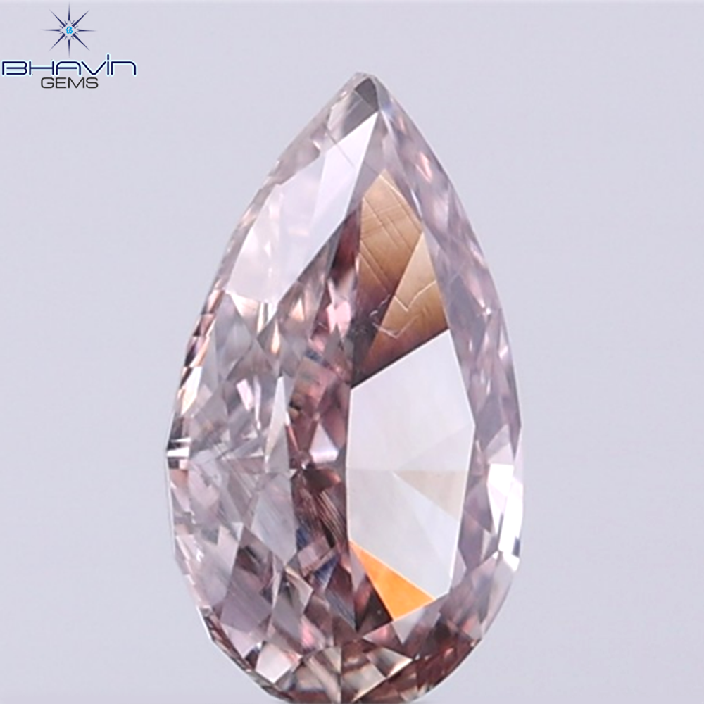 GIA Certified 0.40 CT Pear Diamond Natural Pink Brown Color (6.36 MM)