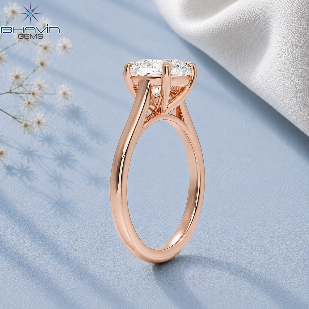 Cushion Cut Solitaire Engagement Ring with Petite Claw Prongs in Rose Gold