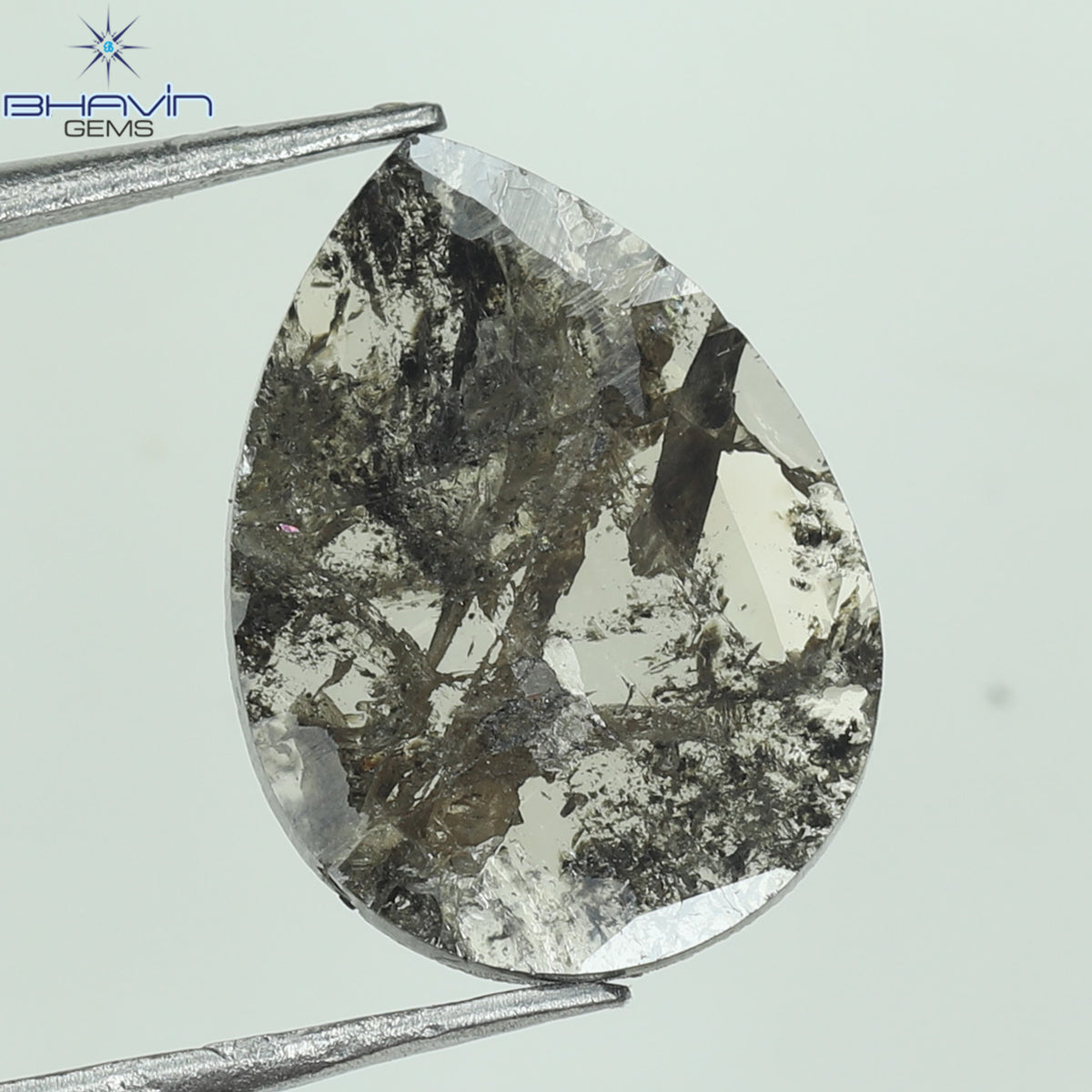 1.06 CT Natural Pear Slice Diamond Salt and Pepper Color Clarity I3 (10.94 MM)