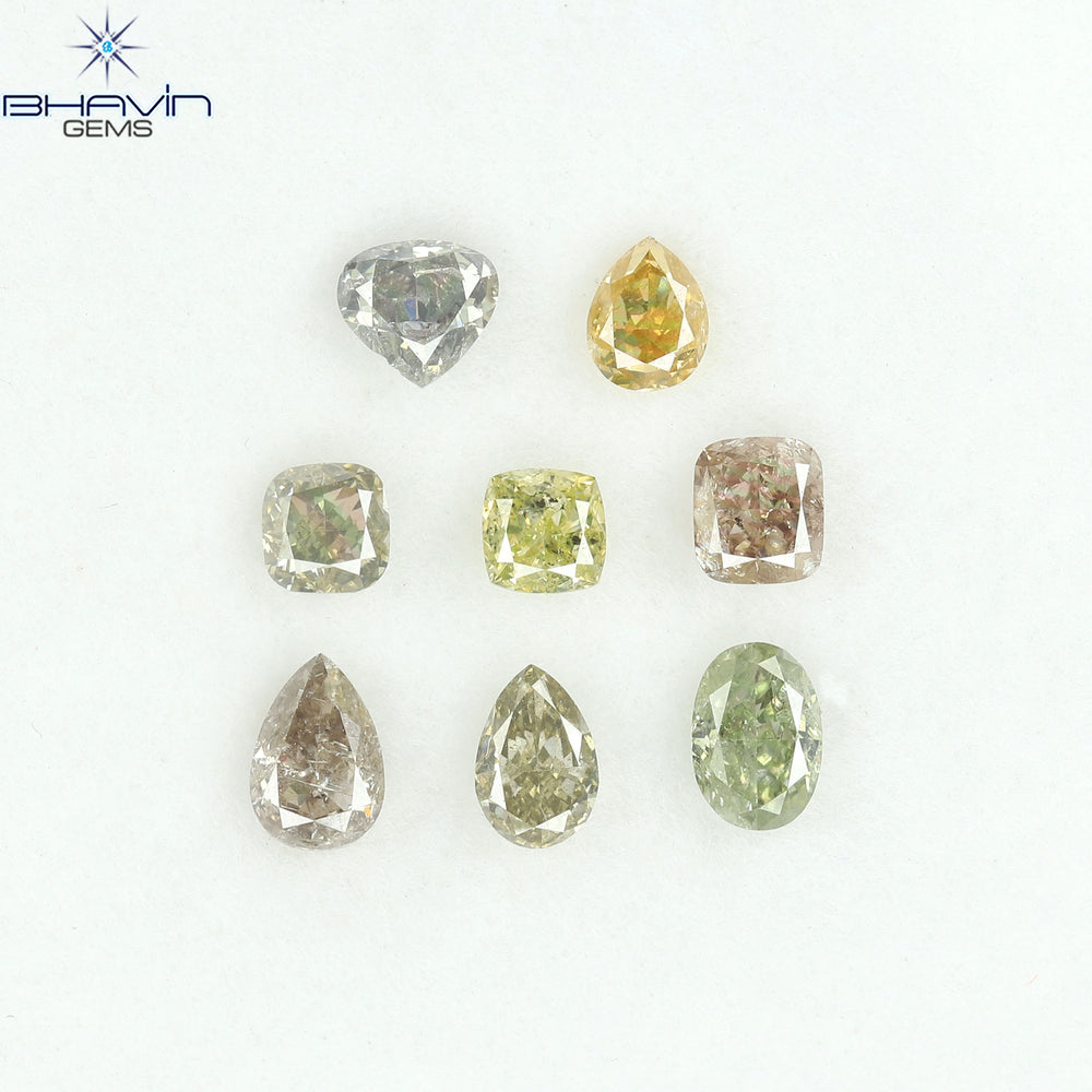 2.08 CT/8 Pcs Natural Mix Diamond Mix Fancy Color Clarity I1 (5.03 MM)
