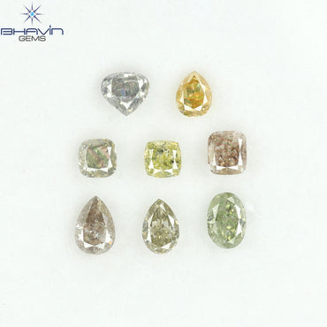 2.08 CT/8 Pcs Natural Mix Diamond Mix Fancy Color Clarity I1 (5.03 MM)