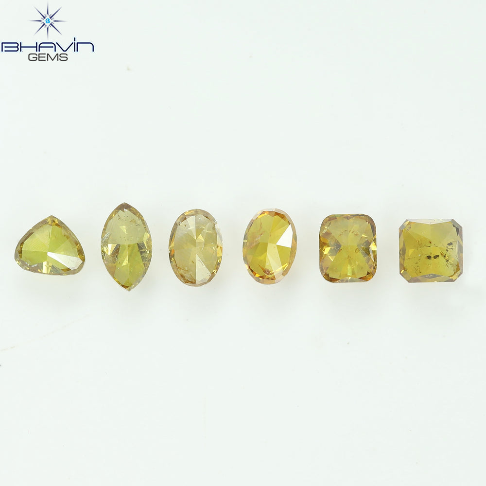 1.30 CT/6 Pcs Natural Mix Diamond Orange Color Clarity I1 (4.88 MM)