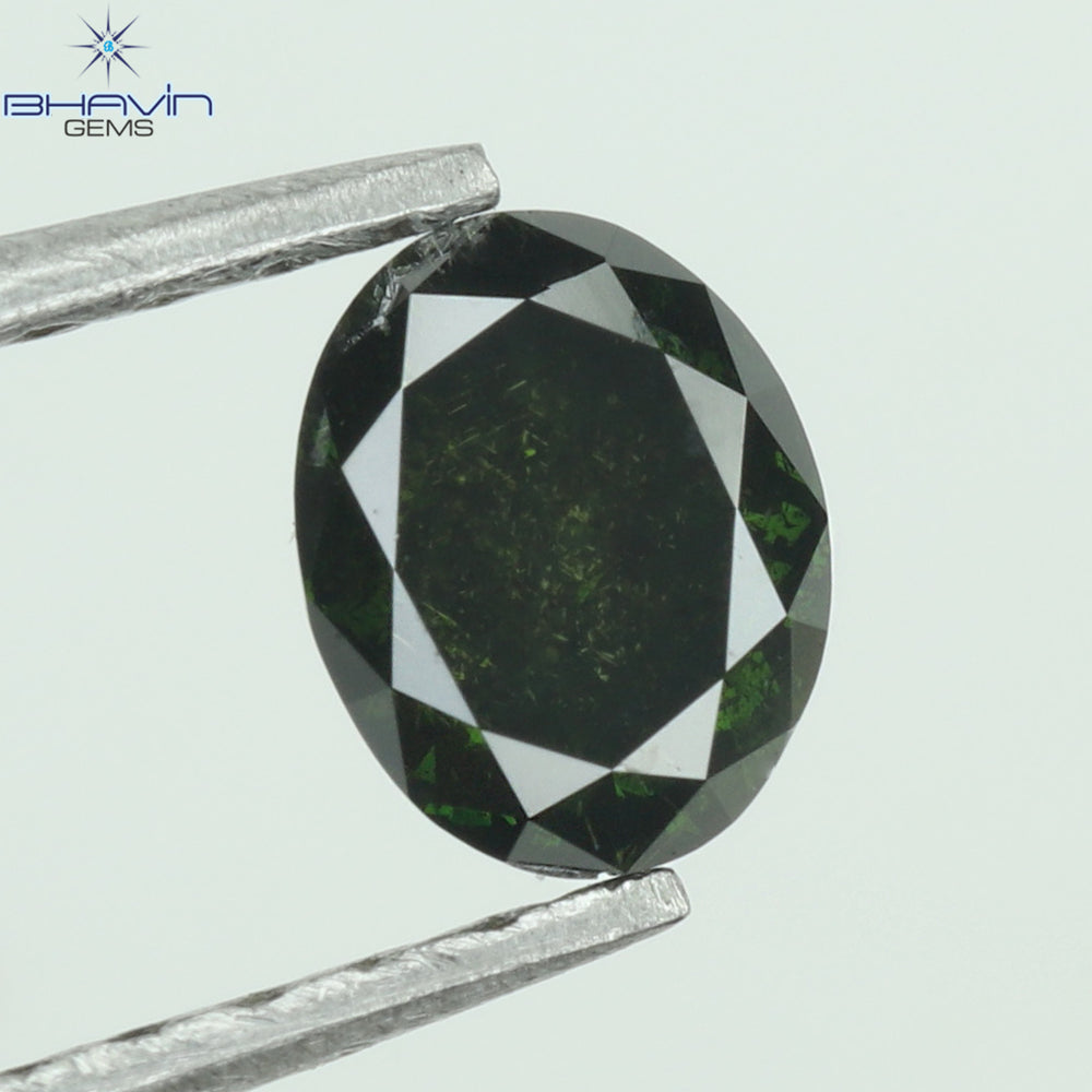 0.38 CT Oval Shape Enhanced Green Color Natural Loose Diamond I3 Clarity (4.82 MM)