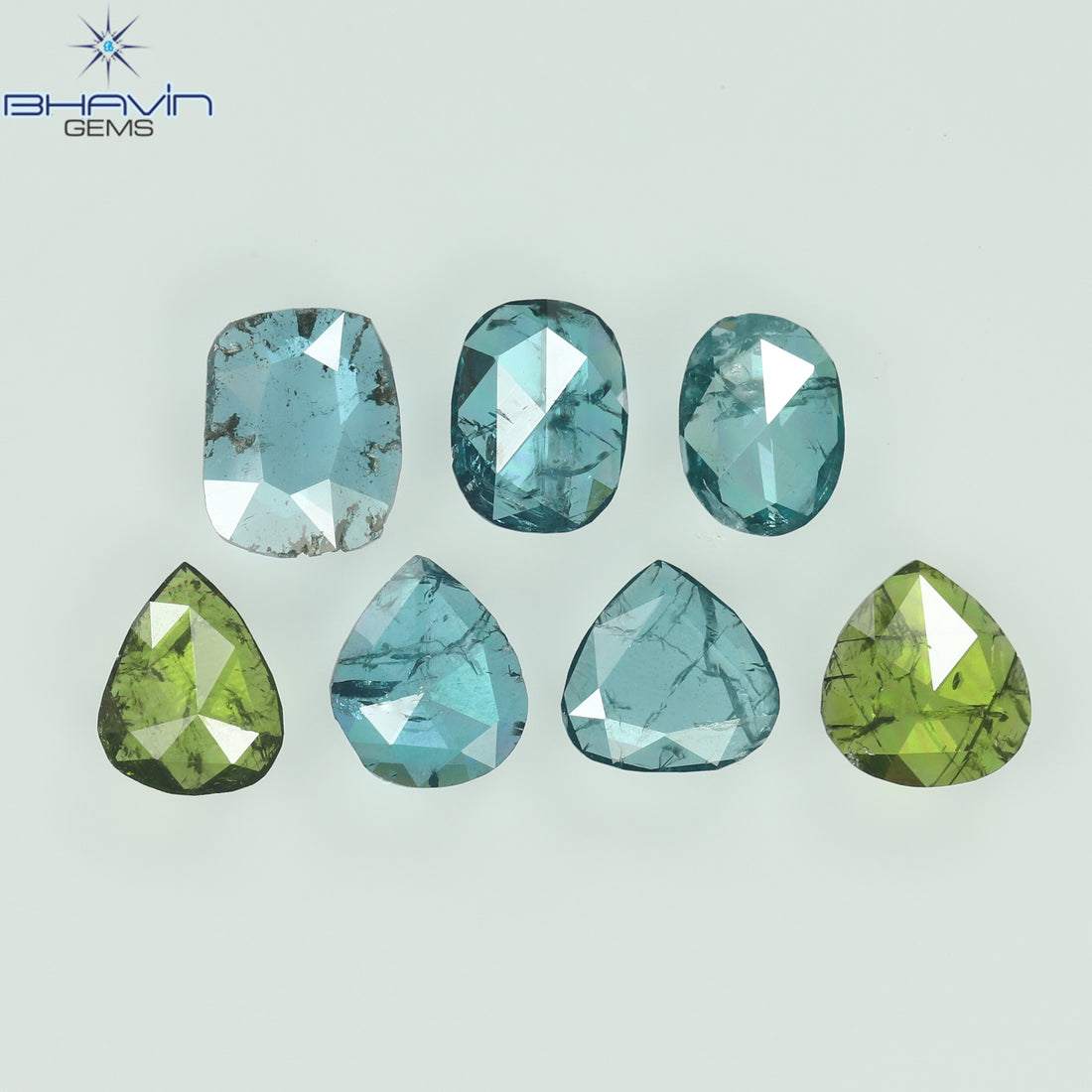 1.67 CT Natural Mix Shape Diamond Enhanced Blue-Green Color Clarity I2 (5.65 MM)