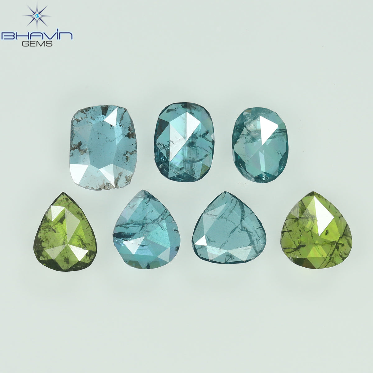 1.67 CT Natural Mix Shape Diamond Enhanced Blue-Green Color Clarity I2 (5.65 MM)