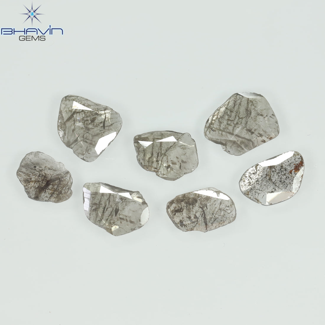 0.45 CT スライス シェイプ 天然ダイヤモンド ソルト アンド ペッパー カラー I3 クラリティ (0.45 MM)