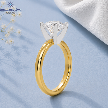 Lab Grown Cushion Diamond Two-Tone Solitaire Engagement Ring