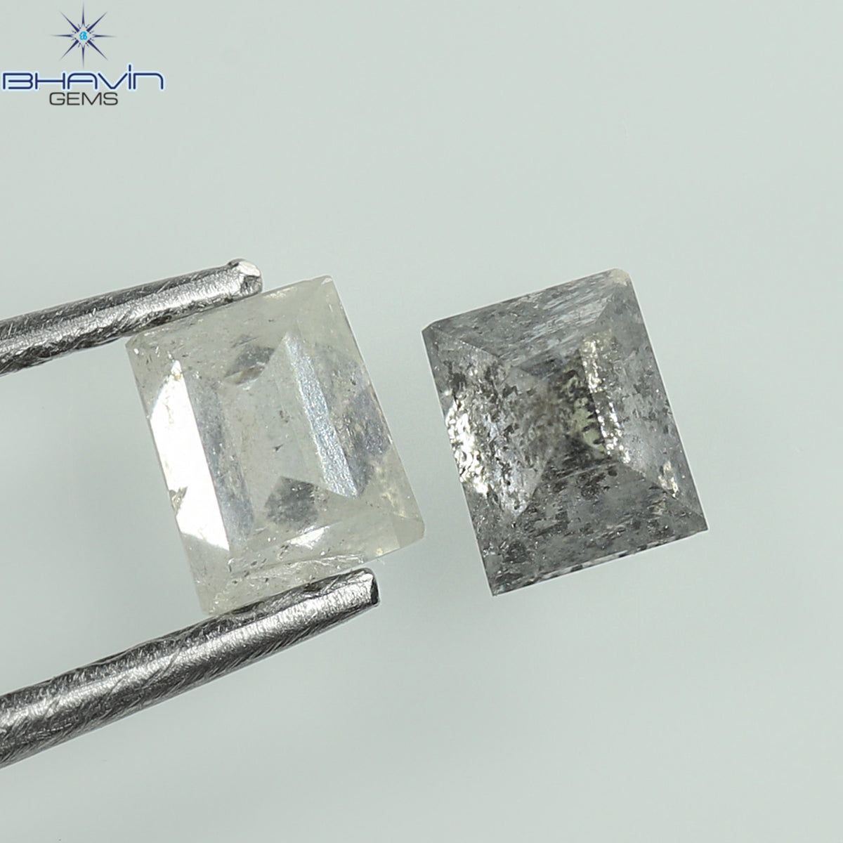 0.33 CT/2 Pcs Natural Square-Baguette Diamond Salt and Pepper Color Clarity I3 (3.57 MM)