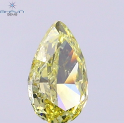 0.55 CT Natural Pear Diamond Intense Yellow Color Clarity VS2 (6.50 MM)