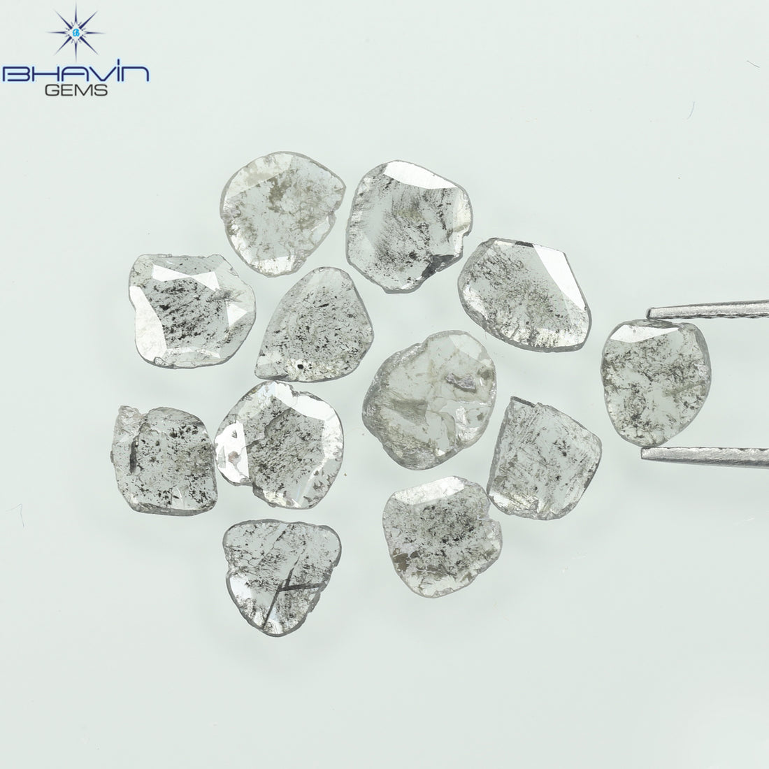 2.15 CT/12 Pcs Natural Slice Diamond Salt and Pepper Color Clarity I3 (6.10 MM)