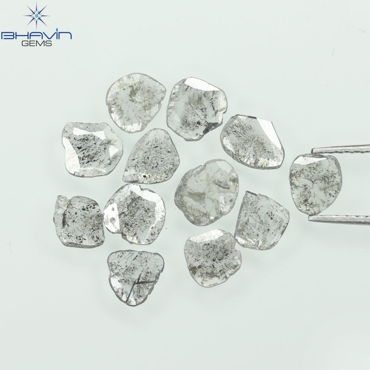 2.15 CT/12 Pcs Natural Slice Diamond Salt and Pepper Color Clarity I3 (6.10 MM)
