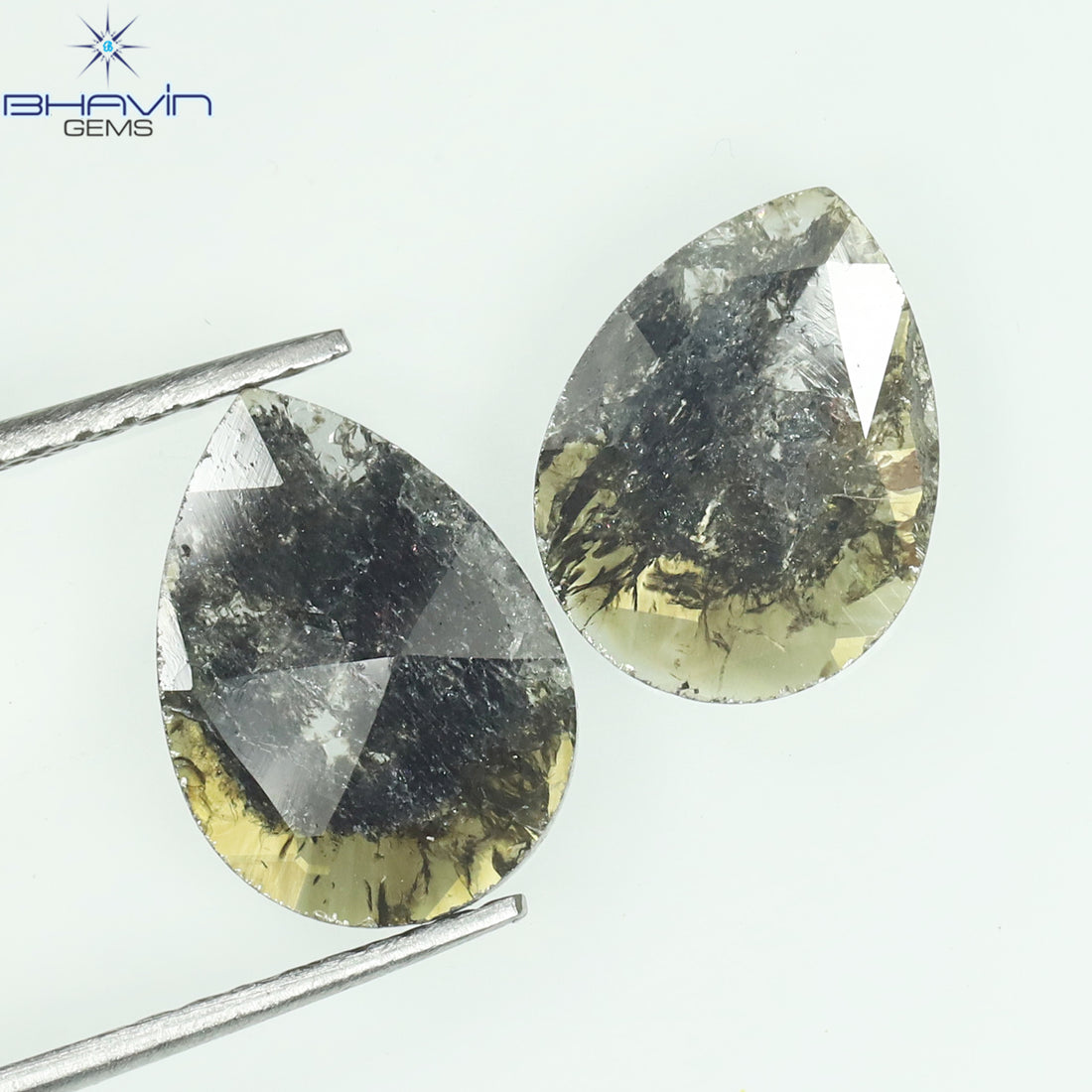 1.75 CT/5 ピース スライス形状 天然ダイヤモンド ソルト アンド ペッパー カラー I3 クラリティ (10.45 MM)