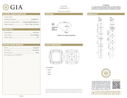 GIA Certified 1.03 CT Cushion Diamond Natural Yellow Color SI1 Clarity (5.49 MM)