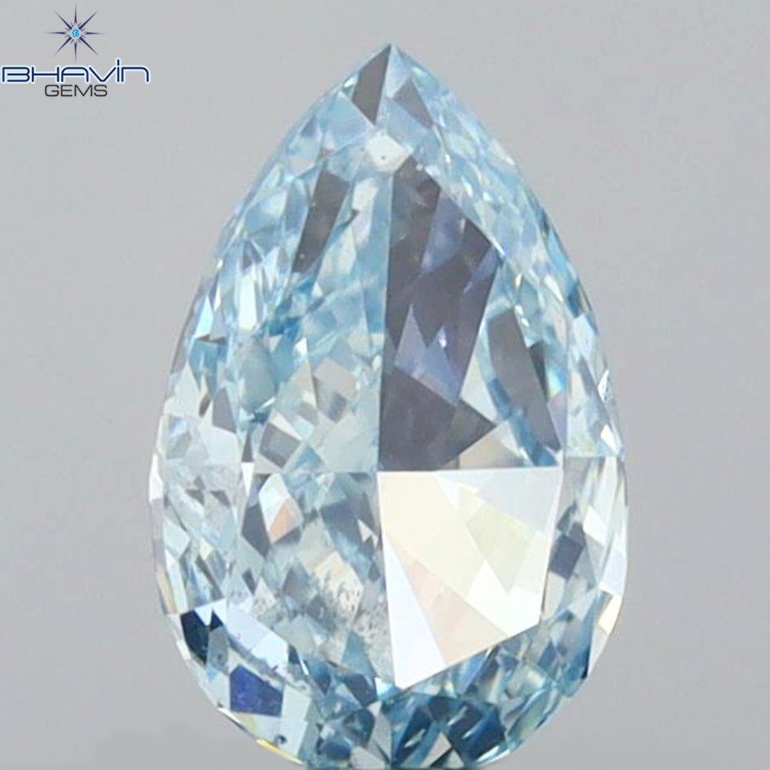 0.69 CT Natural Pear Diamond Enhanced Intense Blue Color Clarity VS1 (7.03 MM)