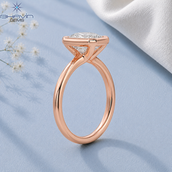 Emerald Cut Bezel Set Solitaire Engagement Ring in Rose Gold