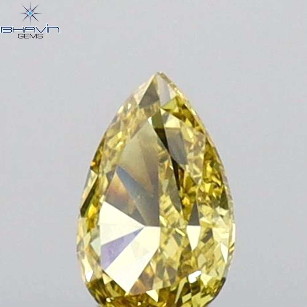 0.14 CT ペアシェイプ 天然ダイヤモンド グリーン（カメレオン）カラー VS1 クラリティ（4.17 MM）