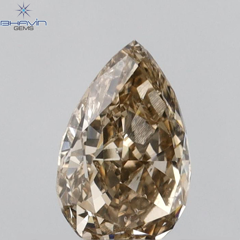 0.65 CT Pear Shape Natural Diamond Brown Color VS2 Clarity (6.82 MM)